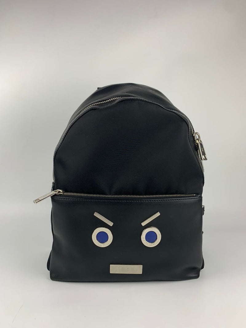 Face Calfskin Leather Backpack in Black/Blue