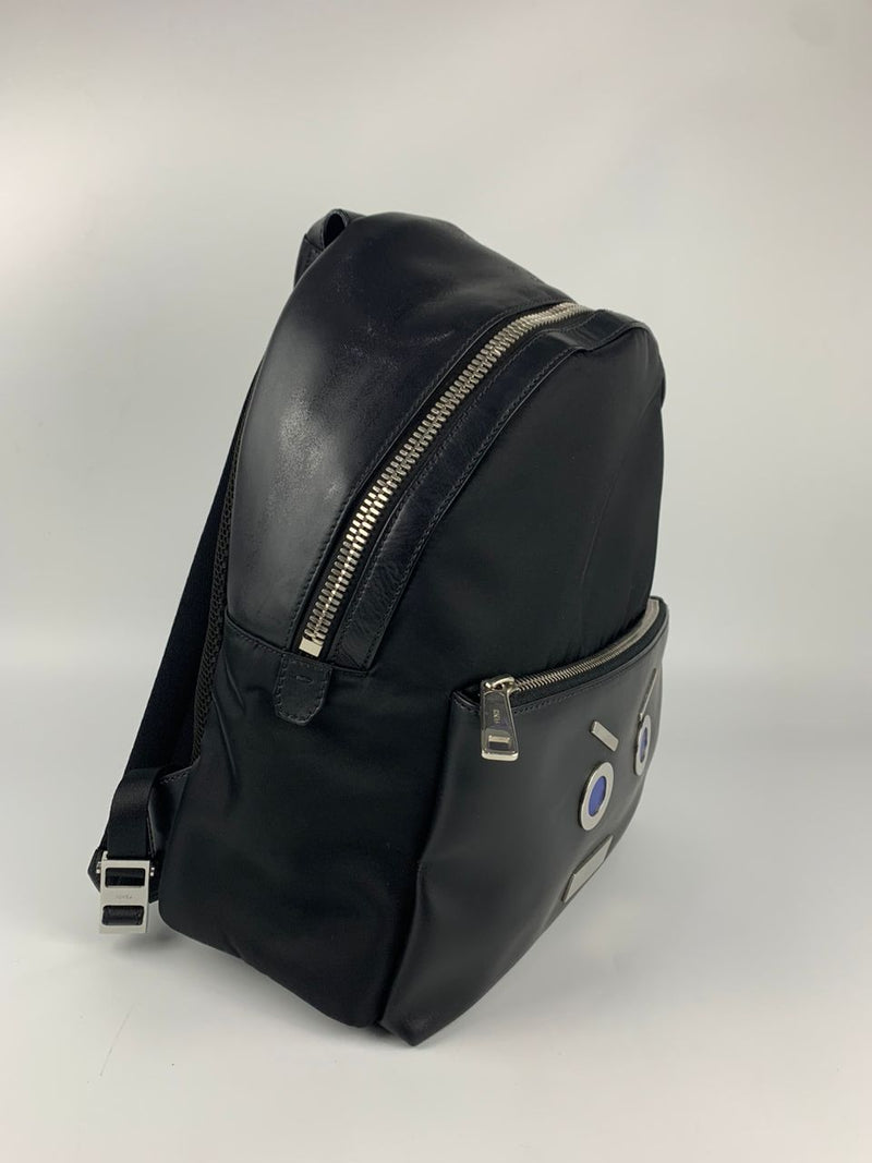 Face Calfskin Leather Backpack in Black/Blue