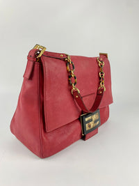 Iridescent Fuchsia Leather Mama Forever Large Flap Shoulder Bag