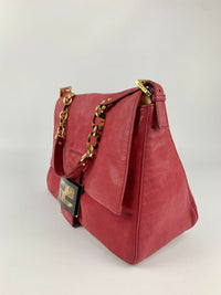 Iridescent Fuchsia Leather Mama Forever Large Flap Shoulder Bag