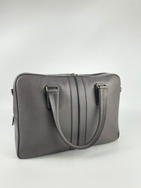 Grey Crossgrain Leather Briefcase&nbsp;