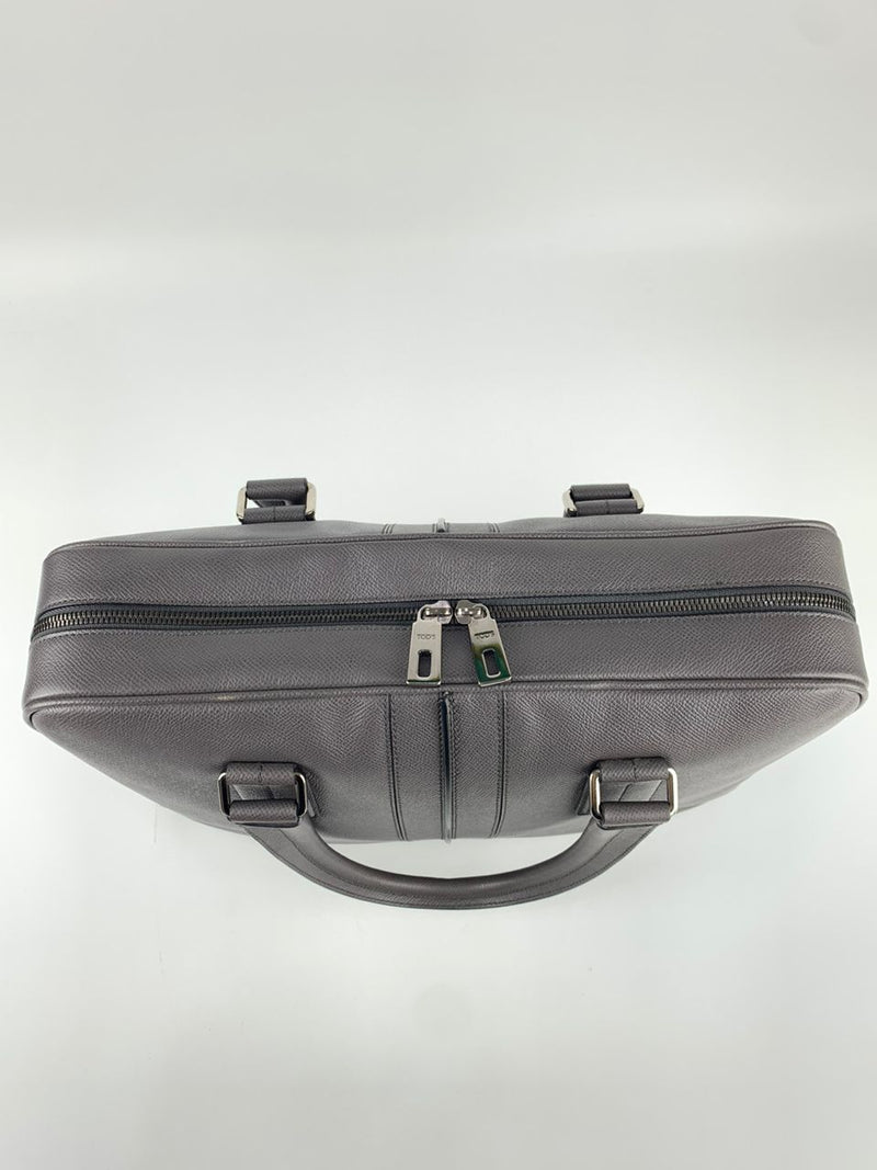 Grey Crossgrain Leather Briefcase&nbsp;