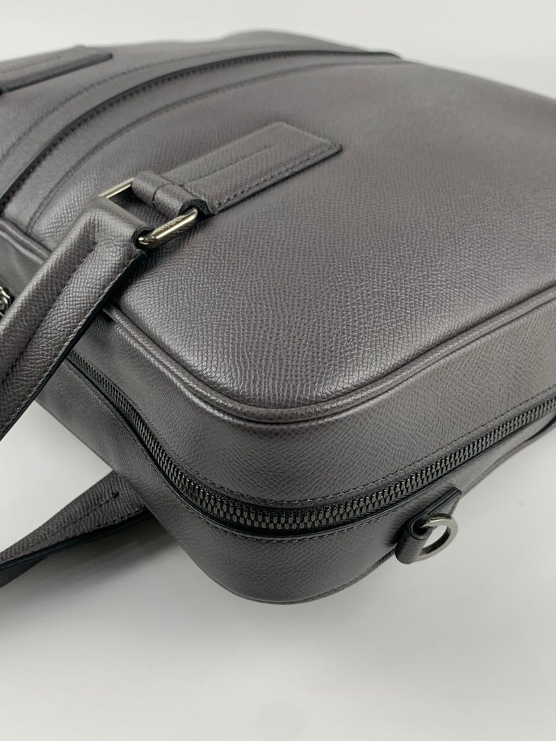 Grey Crossgrain Leather Briefcase&nbsp;