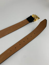 Reversible Black / Beige Calfskin Perforated FF Buckle Belt