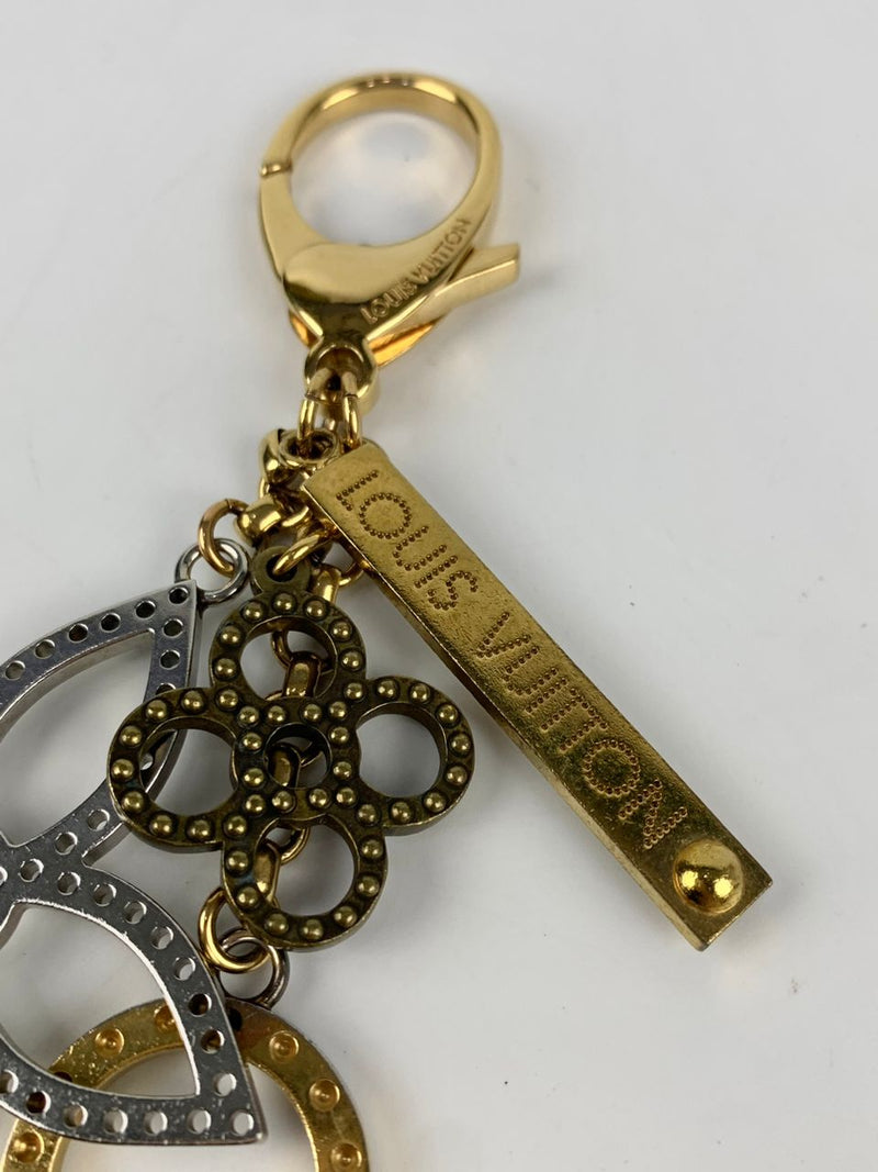 Gold Tone Metal Tapage Bag Charm &amp; Key Holder