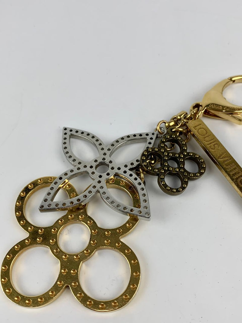 Gold Tone Metal Tapage Bag Charm &amp; Key Holder