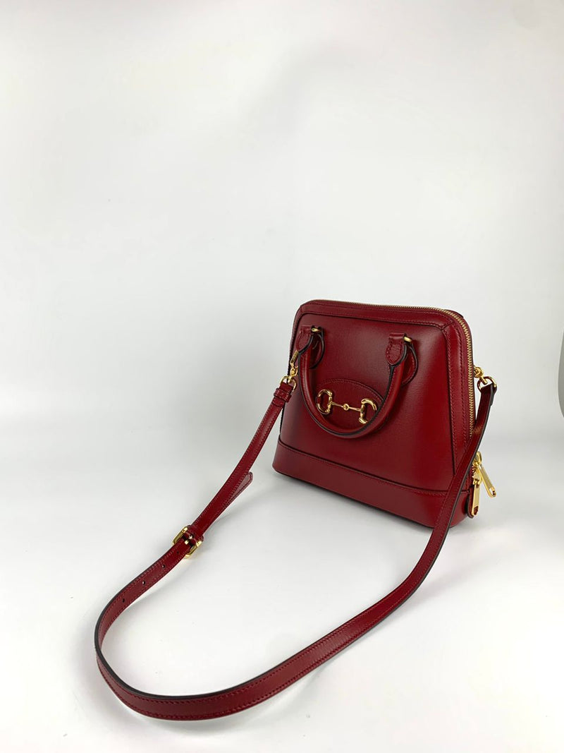 1955 Horsebit Red Top Handle Shoulder Bag&nbsp;