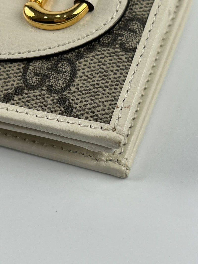 Horsebit 1955 Beige/Cream GG Supreme Canvas Card Case Wallet