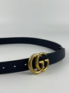 414516 Double G Navy Leather Belt&nbsp;