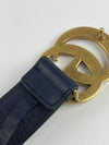 414516 Double G Navy Leather Belt&nbsp;