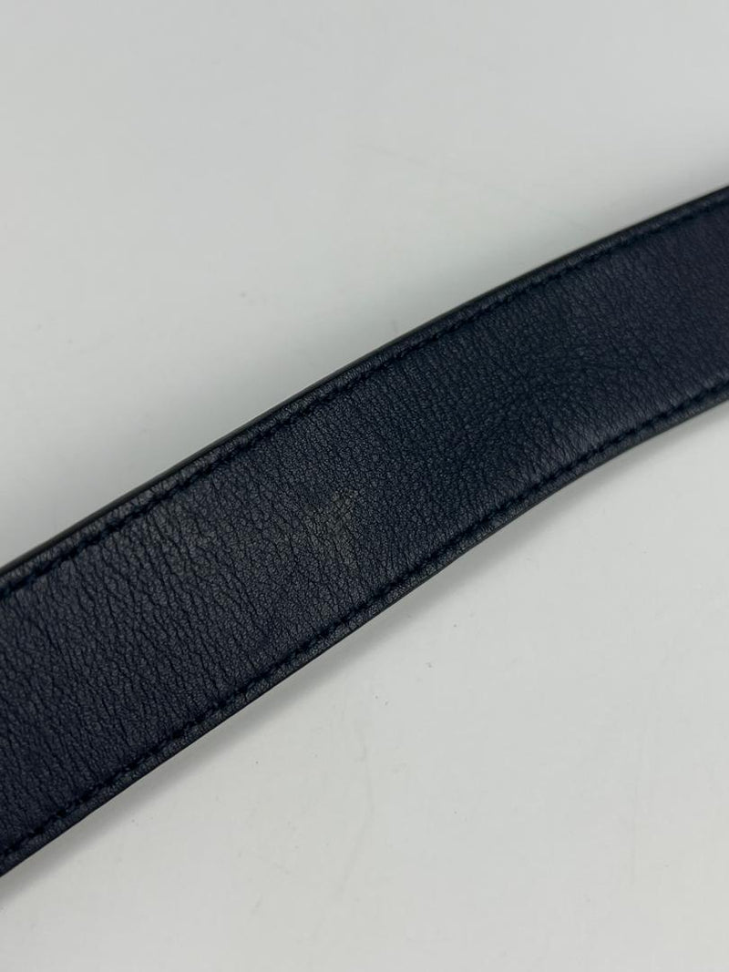 414516 Double G Navy Leather Belt&nbsp;