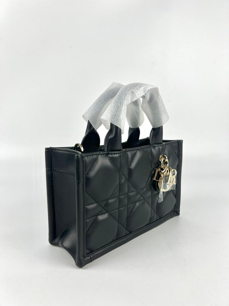 Mini Dior Book Tote Black Macrocannage Calfskin