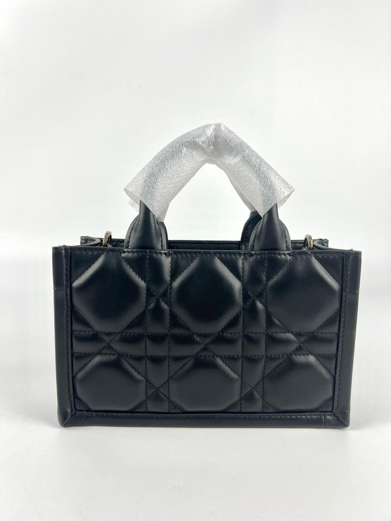 Mini Dior Book Tote Black Macrocannage Calfskin