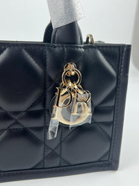 Mini Dior Book Tote Black Macrocannage Calfskin