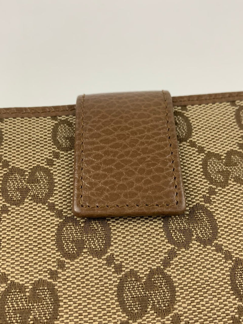 346056 GG Small Bifold Wallet Beige Brown