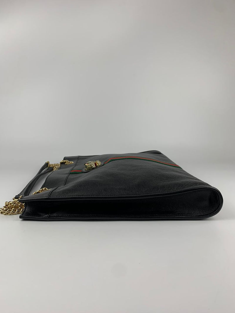 Black Leather Large Rajah Tote Bag