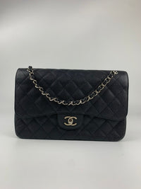 Black Caviar Classic Jumbo Double Flap Bag SHW