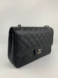 Black Caviar Classic Jumbo Double Flap Bag SHW