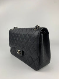 Black Caviar Classic Jumbo Double Flap Bag SHW