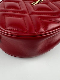 Red Quilted Leather Oval Crossbody Bag