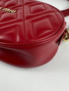 Red Quilted Leather Oval Crossbody Bag