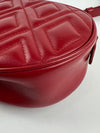 Red Quilted Leather Oval Crossbody Bag