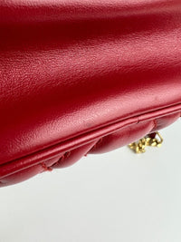 Red Quilted Leather Oval Crossbody Bag