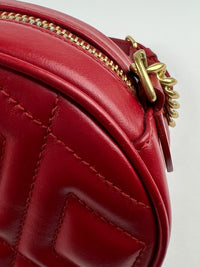 Red Quilted Leather Oval Crossbody Bag