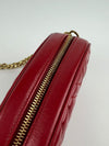 Red Quilted Leather Oval Crossbody Bag