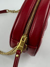 Red Quilted Leather Oval Crossbody Bag