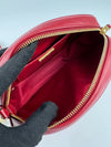 Red Quilted Leather Oval Crossbody Bag