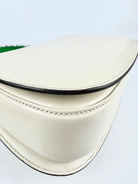 White / Green Calfskin Plexiglass Medium Classic 2 Top Handle Bag