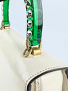 White / Green Calfskin Plexiglass Medium Classic 2 Top Handle Bag