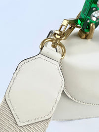 White / Green Calfskin Plexiglass Medium Classic 2 Top Handle Bag