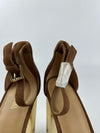 Camel Brown Suede Porter Ankle Strap Gold Block Heels Size 10M