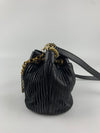 Small Coco Pleated Drawstring Bucket Bag Black GHW