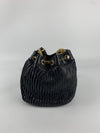 Small Coco Pleated Drawstring Bucket Bag Black GHW