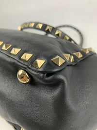 Black Small Rockstud Trapeze Tote