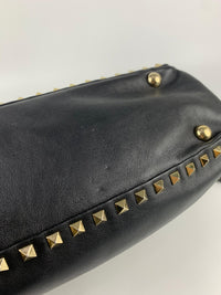 Black Small Rockstud Trapeze Tote