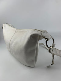 White Saffiano Leather Hobo Bag