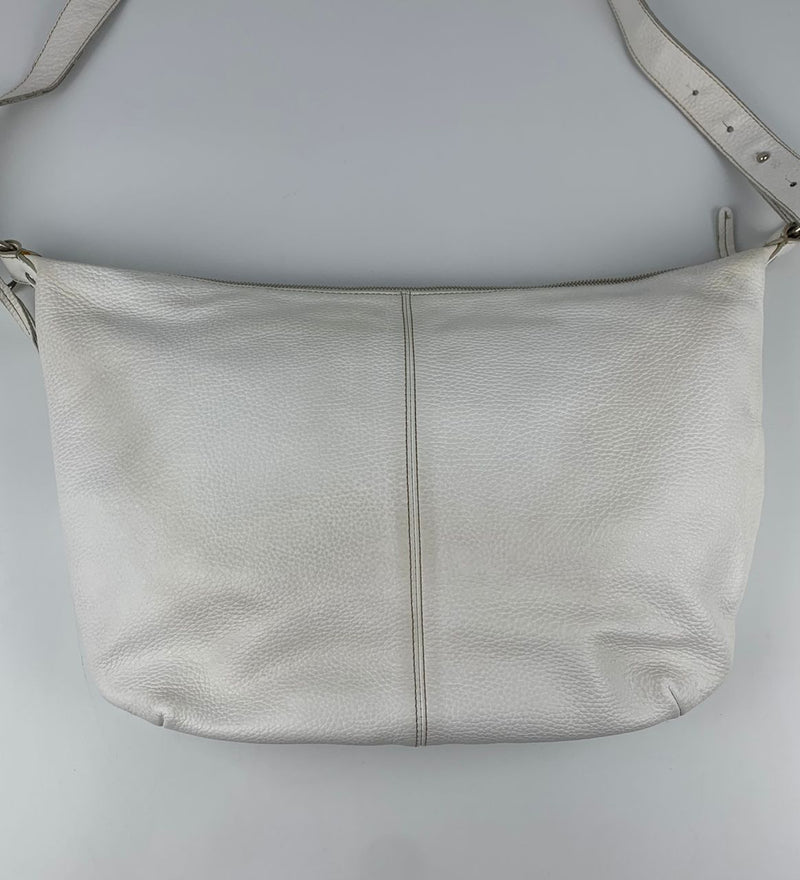 White Saffiano Leather Hobo Bag