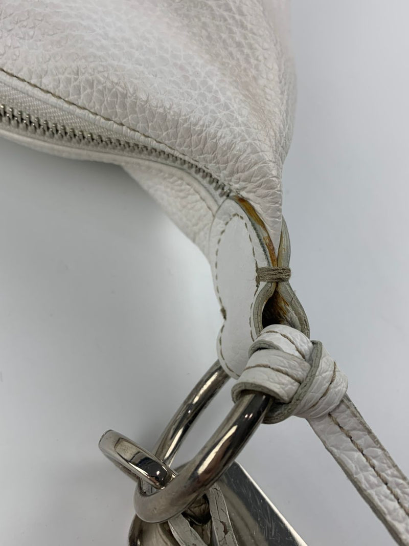 White Saffiano Leather Hobo Bag