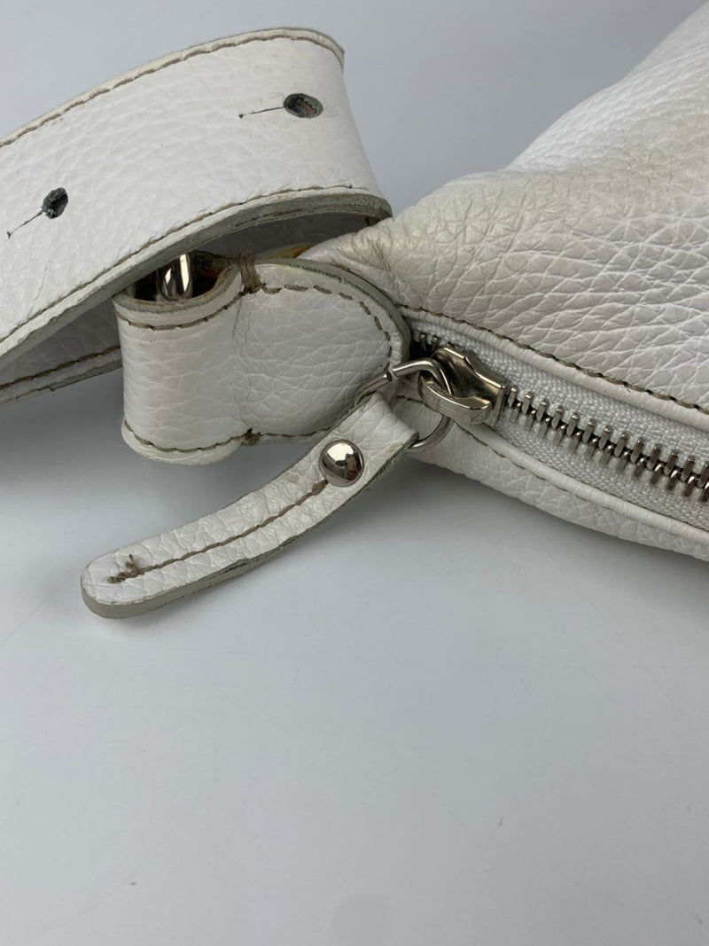 White Saffiano Leather Hobo Bag