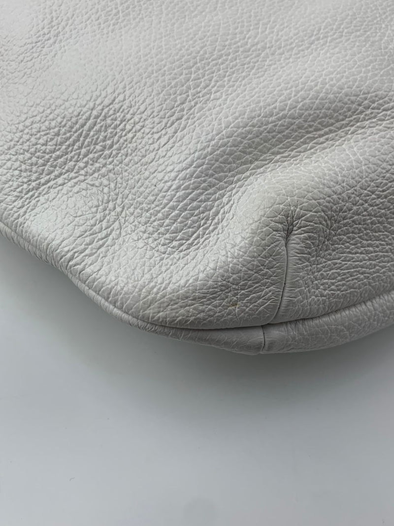 White Saffiano Leather Hobo Bag