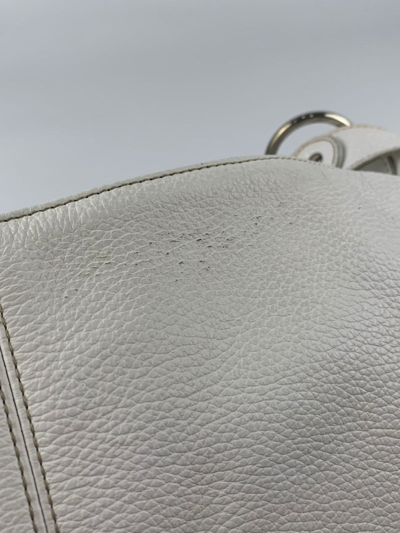 White Saffiano Leather Hobo Bag