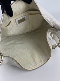 White Saffiano Leather Hobo Bag