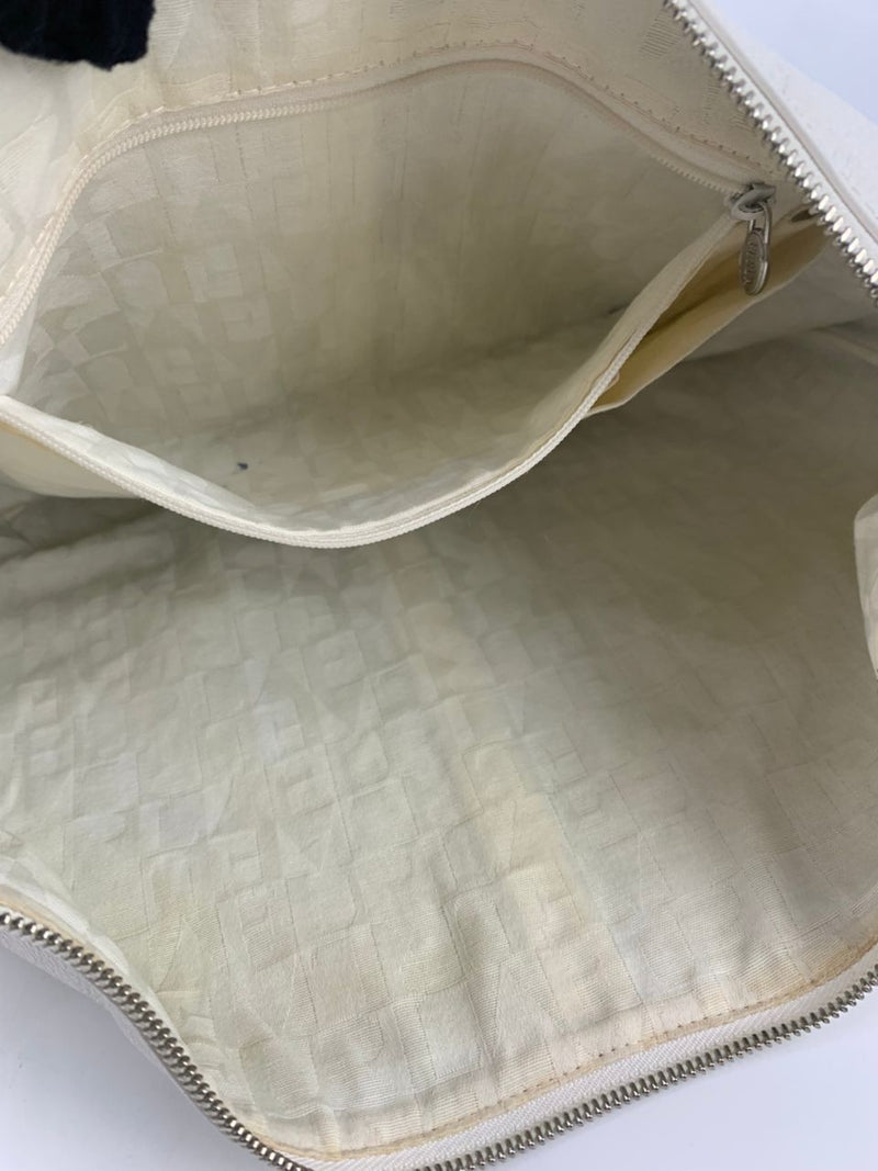 White Saffiano Leather Hobo Bag