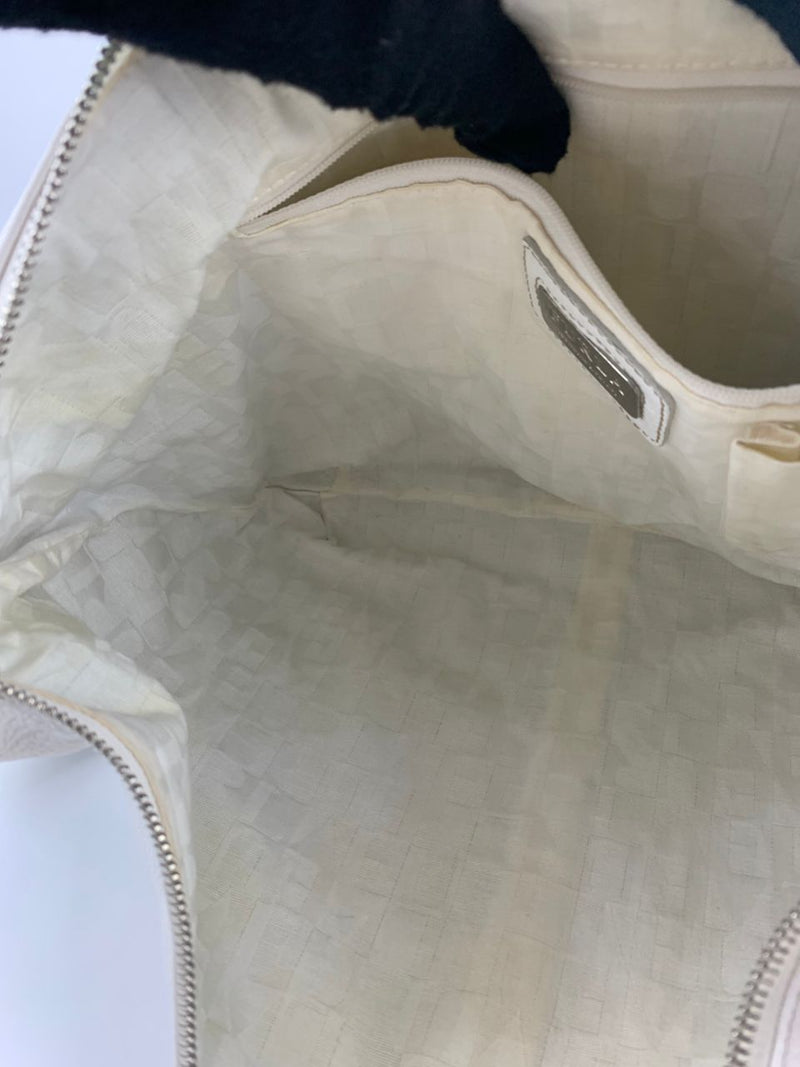 White Saffiano Leather Hobo Bag