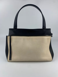 Edge Black / Beige Top Handle Calfskin Bag