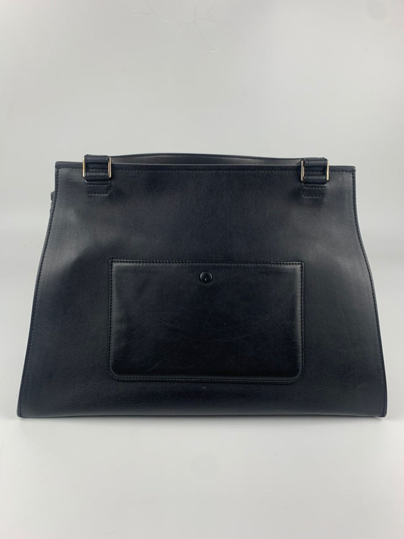 Edge Black / Beige Top Handle Calfskin Bag